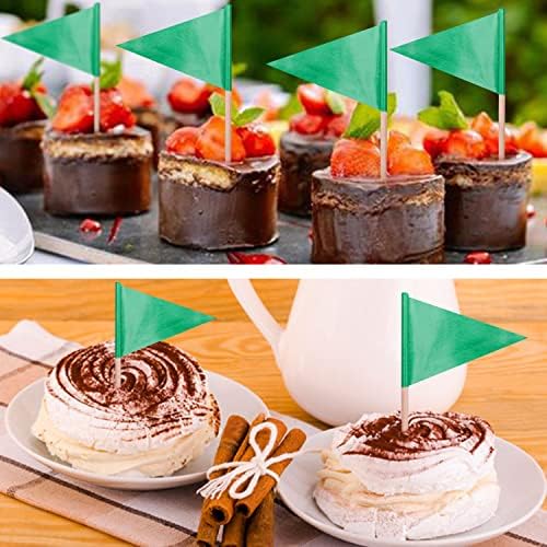 stidsds Solid Green Cupcake Toppers Flags Mini Small Plain Green Triangle Toothpick Stick Flag Blank DIY Color Decoration(100 pcs)