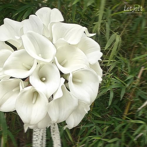 Letjolt White Calla Lily Artificial Flowers 20 Pieces Bouquet