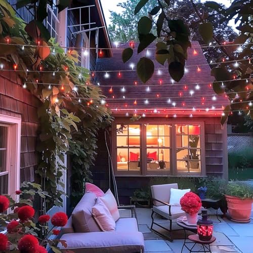 JMEXSUSS 400 LED Red and White Christmas Lights Outdoor with Remote
