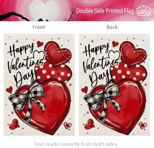 CROWNED BEAUTY Valentines Day Hearts Garden Flag for Outside 12x18