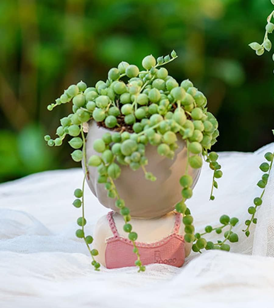 Cute Head Planter Resin Succulent Planter Little Girl Flower Pot, Human Face Cactus Plants Container Bonsai Holder
