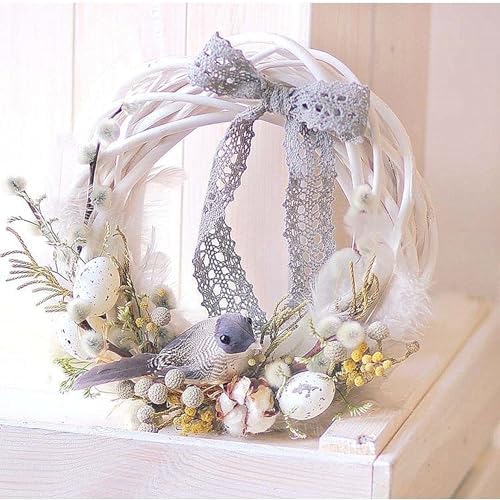 2Pcs Grapevine Wreaths, Willow Woven Round Wreath, White, 8IN