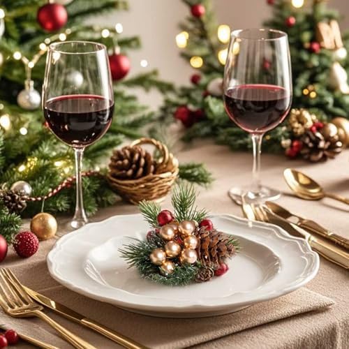 Lystaii 200pcs Artificial Holly Berries Mini 10 mm Christmas Fake Berries with Wire Stems Artificial Berry Fake Berry Stems Picks for Christmas Tree Decorations Wreath Party (Gold and Green Stems)