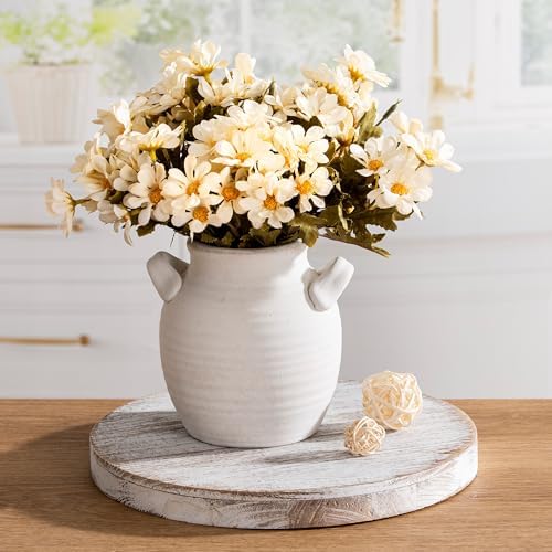 Vanselia Ceramic Flower Vase Home Decor Living Room Table Vases (6" Rustic)