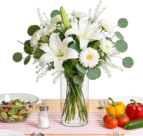 Acrylic Flower Vase Cylinder, 7.86" Tall Clear Plastic Vase for Centerpieces - Shatterproof Wedding, Event & Home Decor Vase, 3.94"X9.84" Tall Round - Clear