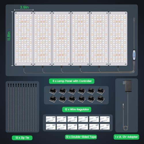 Garpsen Plant Light, 882 LEDs Full Spectrum 6000K Grow Light Panel, 6Panels