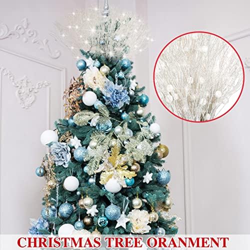 Giegxin 16 Pack 17 Inch White Branches for Christmas Tree White Berry Stems