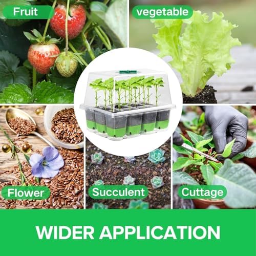 BeGrit 72 Cells Reusable Seed Starter Tray, 6 Pack Seed Starter Kit with Silicone Cells, Air Vent Humidity Domes for Indoor Gardening Plant Germination Trays for Seeds Starting (Clear)