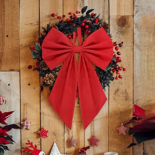 Suncalla 2 Pcs Red Christmas Wreath Bows 18'' x 12''