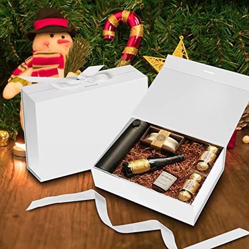 DaiJoob Large White Gift Box with Lid for Presents 13x9x4 Inches
