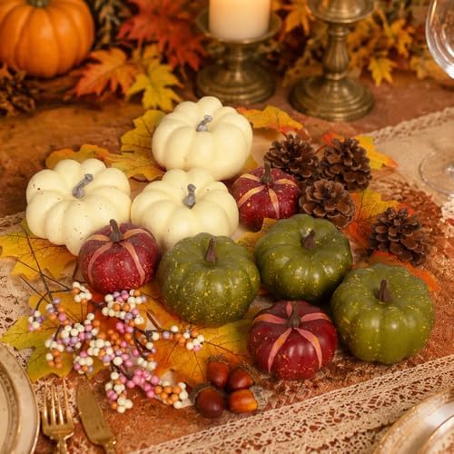 32 PCS Fall Pumpkins Set for Autumn Thanksgiving Halloween Home Decor
