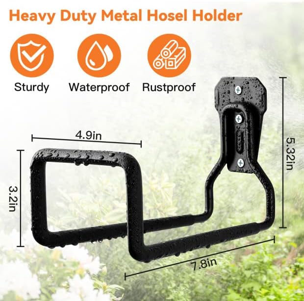 Hose Holder Stand Wall Mount, 2Pcs Heavy Duty Garden Hose Hanger Reel | Metal Water Pipe Tube Hooks Rack for Outside