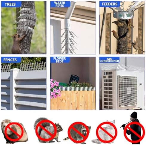 Bird Squirrel Spike & Squirrel Proof Baffle for Bird Feeder Pole, 200cm