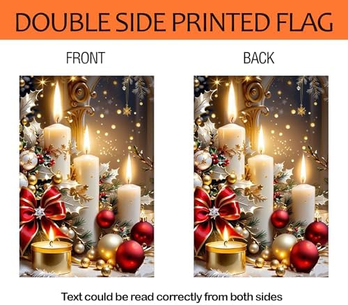 Christmas Candles House Flags 28x40 Double Sided, Winter Large Garden Flags Garden Outside Decor, Xmas Holiday Yard Flag Outdoor Seasonal Decorations for Home