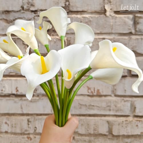 Letjolt Artificial Calla Lily Flowers 12Pcs, Beige