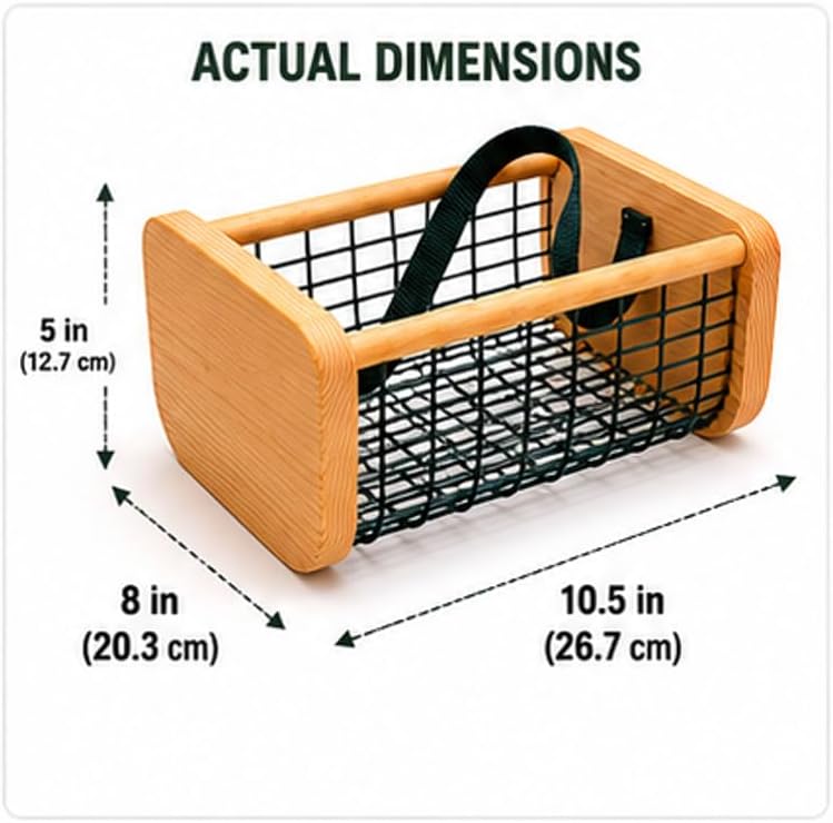 Garden Hod Harvest Basket – Wood & Wire Harvest Basket for Collecting Vegetables, Fruits, Flowers & Eggs, Rustic
