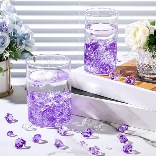 Syhood 570 Pcs Gradient Purple Acrylic Gems Plastic Crystals