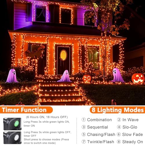 Joomer Purple Halloween Lights, 100FT 300LED Plugin Connectable Lights