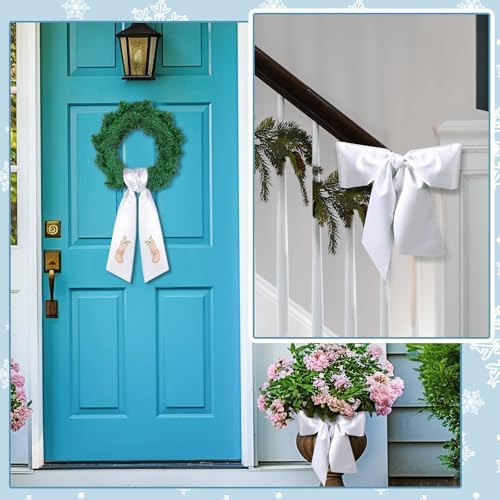 VitalCozy 16 Pcs White Wreath Sash Cotton Blank Ribbon