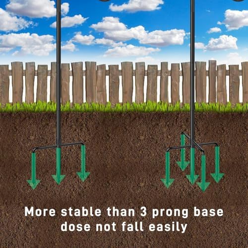 36in 5‑Prong Shepherd Hooks,4‑Pack Heavy‑Duty Iron Garden Hooks for Outdoor