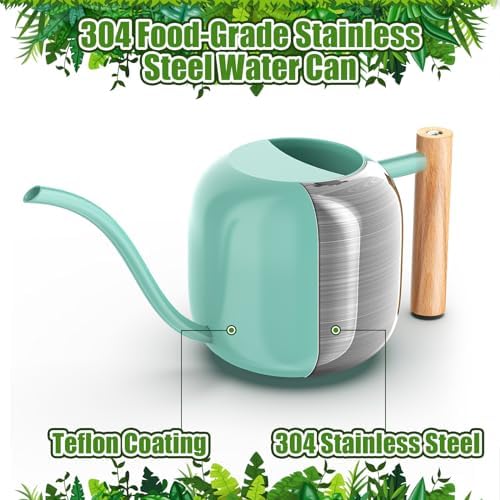 Green Moon 1.2L/41oz Metal Metal Watering Can with Long Spout, Mint Green