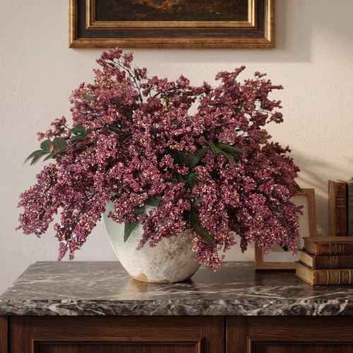 12Pcs 17in Artificial Nandina Berry Stem for Vase Decor(Dusty Plum)