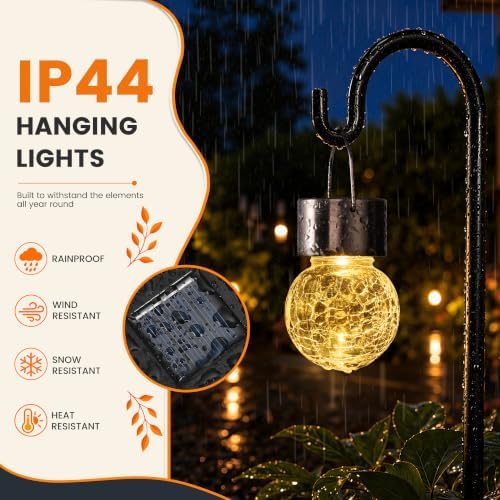 GIGALUMI Solar Lights Outdoor Hanging Lantern Garden Decor for Outside 8 Pc