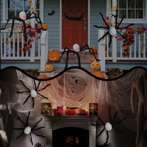 Suzile 3 Pack Halloween Doll Head Spider Light up Creepy Outdoor Decor