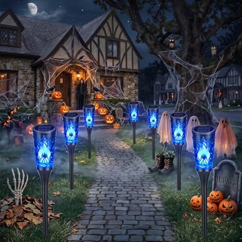 Toodour Solar Halloween Lights Outdoor, 6 Pack Solar Torch Light Waterproof