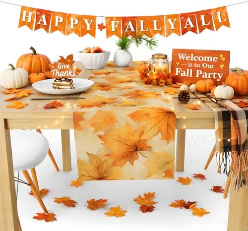 Fall Decor - Autumn Maple Leaf Table Runner for Thanksgiving Decorations