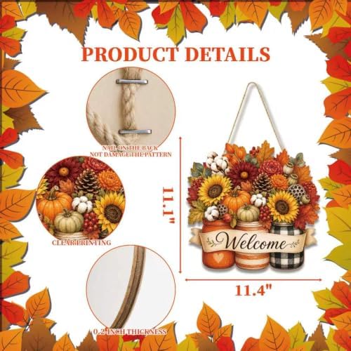 Fall Door Sign Wooden Floral Fall Door Decor for Autumn Decor