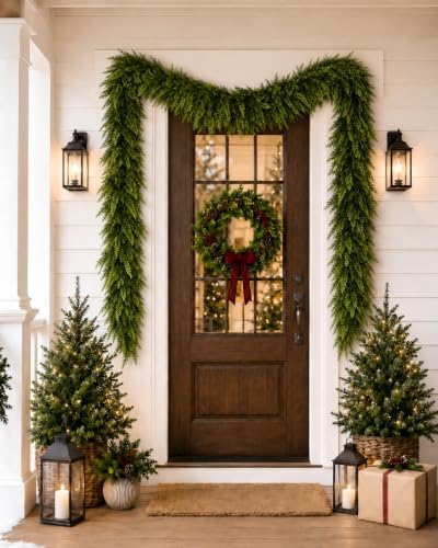 Artificial Christmas Cedar Garland, 6 FT Real Touch Pine Greenery