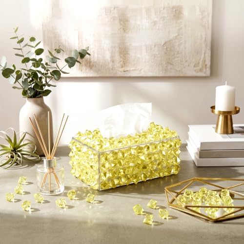 160 Pieces Yellow Acrylic Fake Ice Rocks, Vase Filler for Table Centerpiece