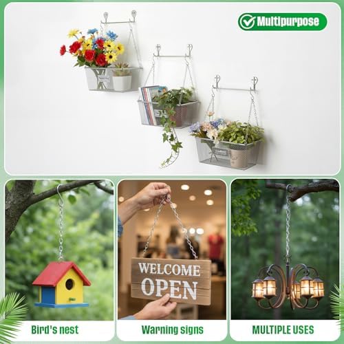 Outus 4 Pack 9.5 Inch Silver Hanging Chain for Bird Feeders, Planters, Lanterns, Wind Chimes, Decorative Ornaments and Birdbaths Basket Extender Chain Outdoor Indoor(9.5 Inch, Silver)