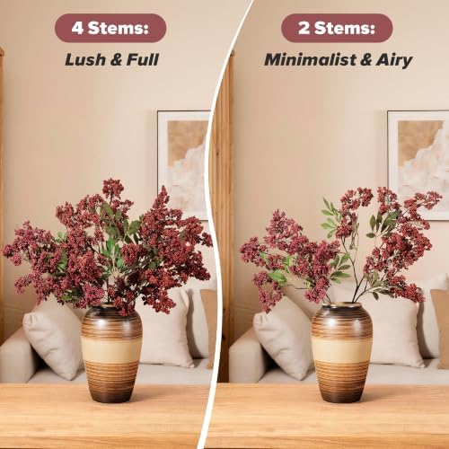 2 Pcs 31" Artificial Berry Stems, Faux Nandina Berries, Red
