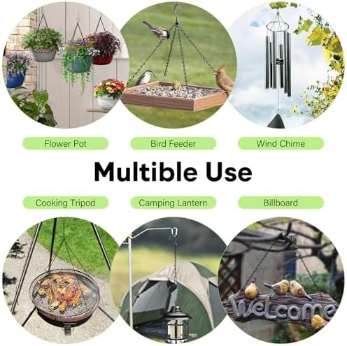 180”Metal Hanging Chains with Hanging Basket Hooks Set,Black