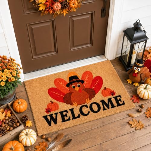 Thanksgiving Turkey Welcome Door Mat- Turkey Outdoor Front Doormat