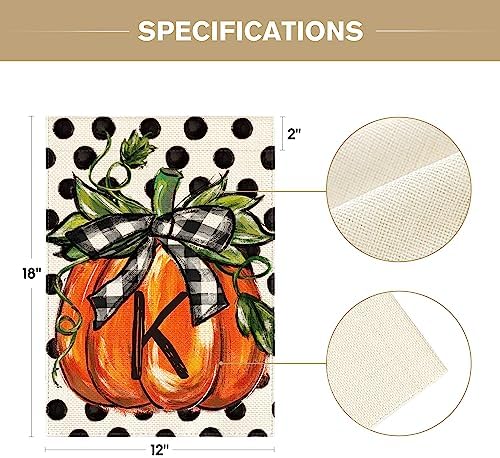 AVOIN colorlife Fall Monogram Letter K Garden Flag 12x18 Inch for Outside