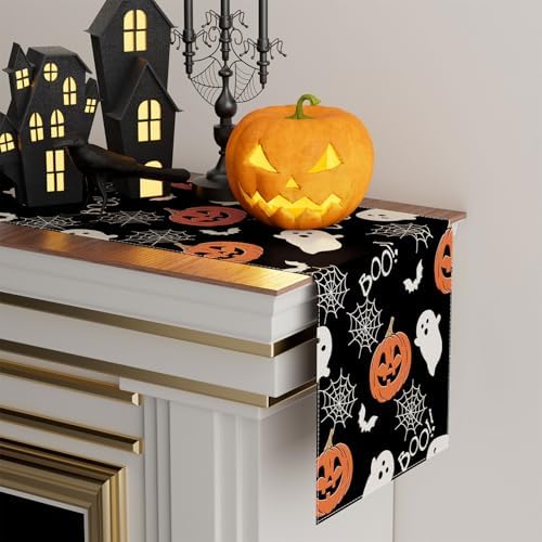 XCHI Halloween Ghost Pumpkin Table Runner for Table Decoration 13x108 Inch