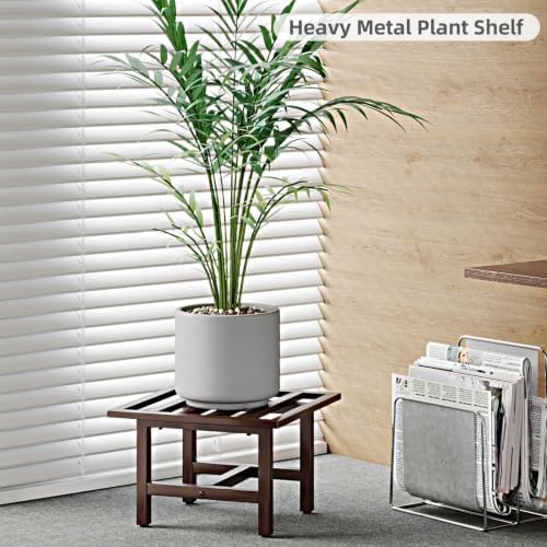Metal Plant Stand, 330 lbs Square Pot Shelf, Indoor Outdoor Coffee