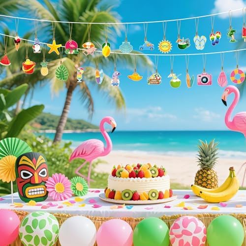 36Pcs Summer Tree Ornaments, Hawaiian Tree Ornaments for Party