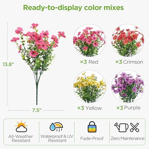 InnoGear Artificial Hanging Flowers for Outdoors Fake Plants Baskets 4 Hues