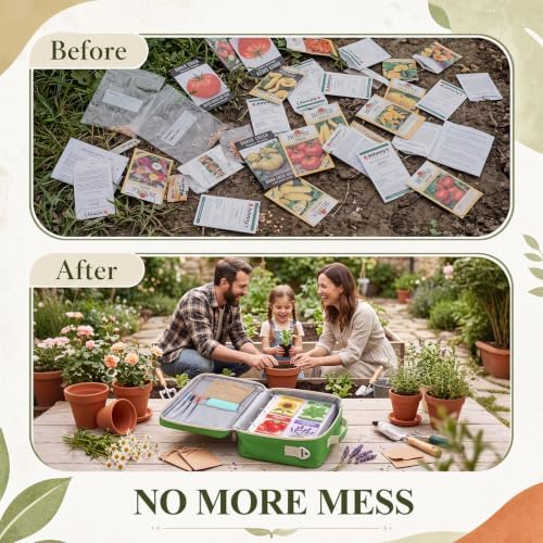 Seed Storage Organizer Binder with 50 Sheet Protectors Holds 200 Packets