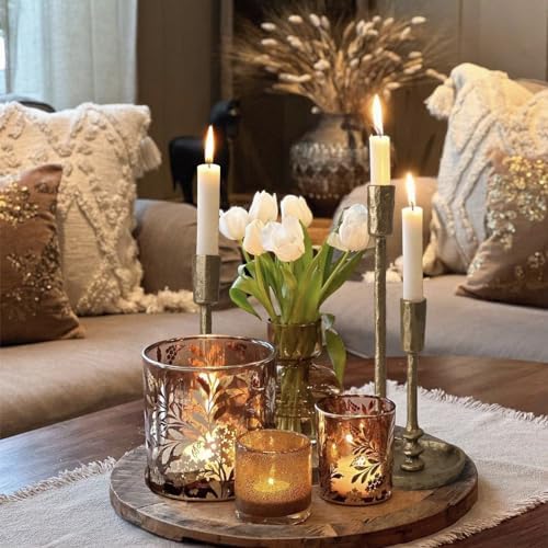 Rustic Cast Iron Taper Candle Holder - Set of 3 Vintage Candle Stands