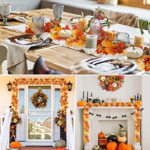 SITUMEIZI 6 Pcs 39Ft Autumn Leaf Garland for Fall Wedding Decor