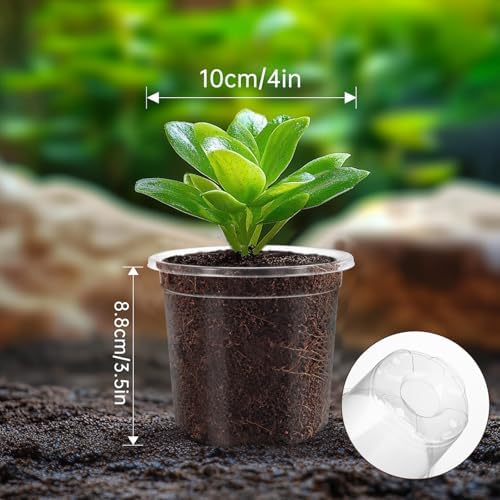 30 Pack Clear Nursery Plant Pots, 4 Inch with Drainage Holes, 20 Labels