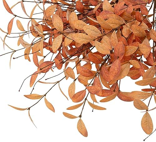 6 Pcs Eucalyptus Stems Aritificial Eucalyptus Leaves Stems Fall Decorations with Fall Leaves Autumn Decorations with Golden and Orange Leaves for Floral Arrangements and Home Decor
