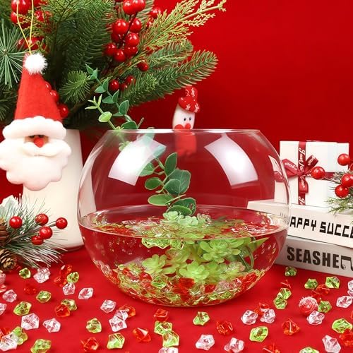 YATOJUZI 500pcs Fake Ice Cubes Christmas Decor Acrylic Crushed Rocks Vase Fillers Plastic Diamonds Gems for DIY Xmas Party Centerpiece Table Scatter Prop Display 0.5"