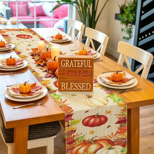 14 × 84 in Thanksgiving Table Runner, Thanksgiving Decorations for Table