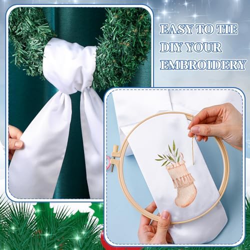 VitalCozy 6 Pcs White Wreath Sash Cotton Blank Ribbon
